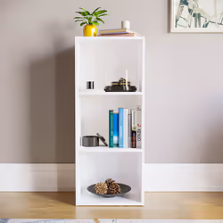 Oxford 3 Tier Cube Bookcase Library Shelving Unit - White
