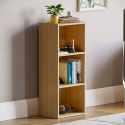 Oxford 3 Tier Cube Bookcase Library Shelving Unit - Oak