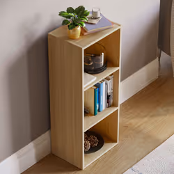Oxford 3 Tier Cube Bookcase Library Shelving Unit - Oak