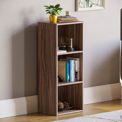 Oxford 3 Tier Cube Bookcase Library Shelving Unit - Walnut