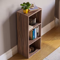 Oxford 3 Tier Cube Bookcase Library Shelving Unit - Walnut
