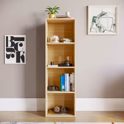 Oxford 4 Tier Cube Bookcase Display Shelving Unit - Oak