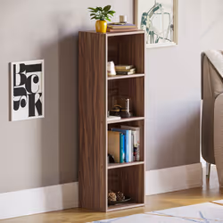 Oxford 4 Tier Cube Bookcase Display Shelving Unit - Walnut