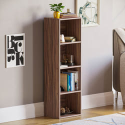 Oxford 4 Tier Cube Bookcase Display Shelving Unit - Walnut
