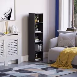 Oxford 5 Tier Cube Bookcase Tall Storage Display - Black
