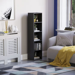 Oxford 5 Tier Cube Bookcase Tall Storage Display - Black