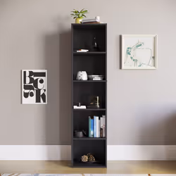 Oxford 5 Tier Cube Bookcase Tall Storage Display - Black