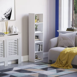 Oxford 5 Tier Cube Bookcase Tall Storage Display - White