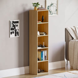 Oxford 5 Tier Cube Bookcase Tall Storage Display - Oak