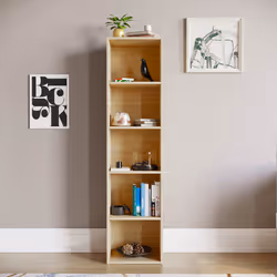 Oxford 5 Tier Cube Bookcase Tall Storage Display - Oak
