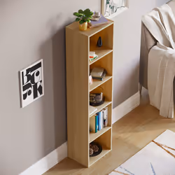 Oxford 5 Tier Cube Bookcase Tall Storage Display - Oak