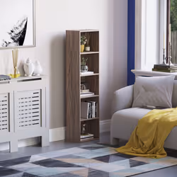 Oxford 5 Tier Cube Bookcase Tall Storage Display - Walnut