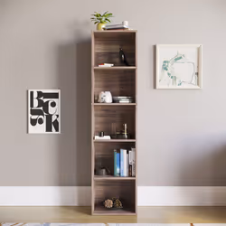 Oxford 5 Tier Cube Bookcase Tall Storage Display - Walnut