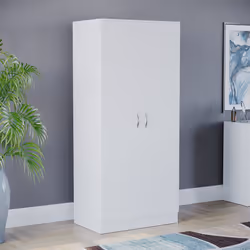 Riano 2 Door Wardrobe Hanging Rail Shelf Storage - White