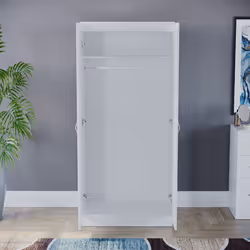 Riano 2 Door Wardrobe Hanging Rail Shelf Storage - White