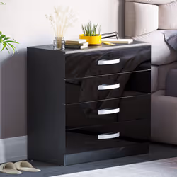 Hulio 4 Drawer Chest Bedroom Garment Storage Gloss - Black