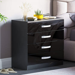 Hulio 4 Drawer Chest Bedroom Garment Storage Gloss - Black