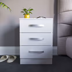 Hulio 3 Drawer Bedside Table Cabinet Nightstand - White