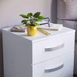 Hulio 3 Drawer Bedside Table Cabinet Nightstand - White