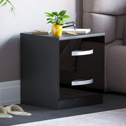 Hulio 2 Drawer Bedside Table Cabinet Nightstand - Black