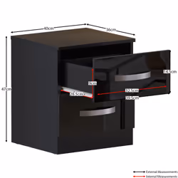 Hulio 2 Drawer Bedside Table Cabinet Nightstand - Black
