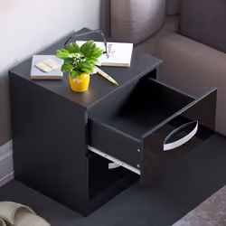 Hulio 2 Drawer Bedside Table Cabinet Nightstand - Black