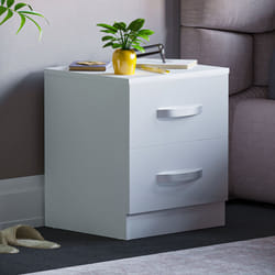 Hulio 2 Drawer Bedside Table Cabinet Nightstand - White