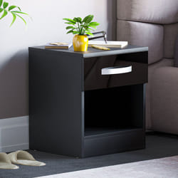 Hulio 1 Drawer Bedside Cabinet Shelf Bed Table - Black
