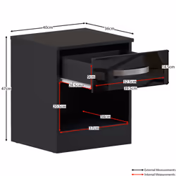 Hulio 1 Drawer Bedside Cabinet Shelf Bed Table - Black