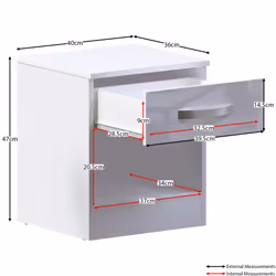 Hulio 1 Drawer Bedside Cabinet Shelf Bed Table - White