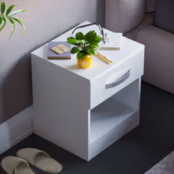 Hulio 1 Drawer Bedside Cabinet Shelf Bed Table - White