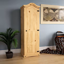 Corona 1 Door Wardrobe Hanging Rail Shelf Rustic
