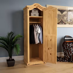 Corona 1 Door Wardrobe Hanging Rail Shelf Rustic
