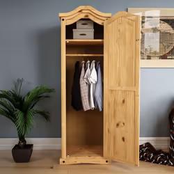 Corona 1 Door Wardrobe Hanging Rail Shelf Rustic