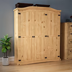 Corona 3 Door Wardrobe Hanging Rail Shelf Rustic
