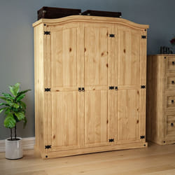 Corona 3 Door Wardrobe Hanging Rail Shelf Rustic