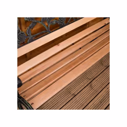 3 Seater Garden Bench Wooden Seat Armrests - Rose Style