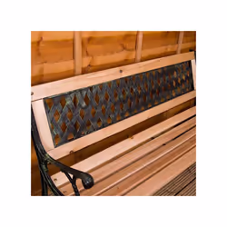 3 Seater Garden Bench Wooden Seat Armrests - Cross Style