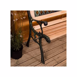 3 Seater Garden Bench Wooden Seat Armrests - Twin Cross Style
