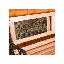 3 Seater Garden Bench Wooden Seat Armrests - Twin Cross Style