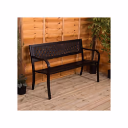 3 Seater Garden Bench Metal Seat Armrests - Lattice