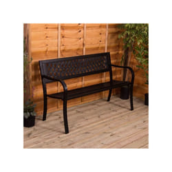 3 Seater Garden Bench Metal Seat Armrests - Lattice