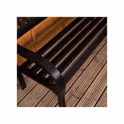 3 Seater Garden Bench Metal Seat Armrests - Lattice