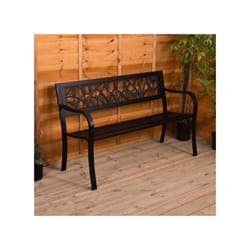 3 Seater Garden Bench Metal Seat Armrests - Tulip