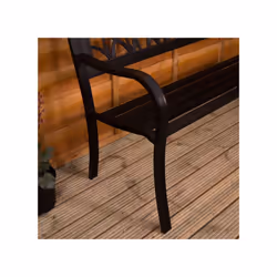3 Seater Garden Bench Metal Seat Armrests - Tulip