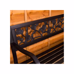 3 Seater Garden Bench Metal Seat Armrests - Rose