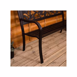 3 Seater Garden Bench Metal Seat Armrests - Rose