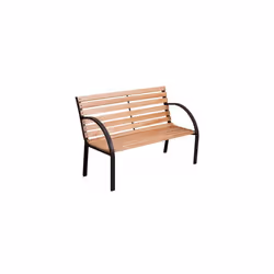 2 Seater Garden Bench Wood Slats Cast Iron