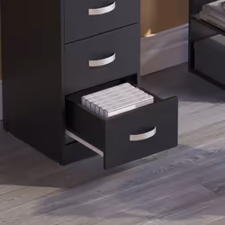 Mason 3 Drawer Shelf Computer Desk PC Office Study - Black