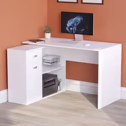 Longton Computer Desk Corner Adjustable L Shape - White